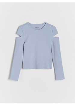 Reserved - Koszulka z wycięciami na rękawach - jasnoniebieski ze sklepu Reserved w kategorii Bluzki dziewczęce - zdjęcie 188006878