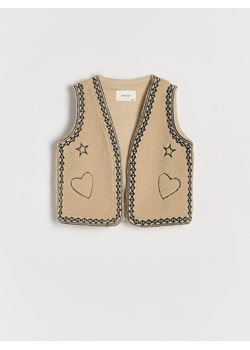 Reserved - Kamizelka z haftem - beżowy ze sklepu Reserved w kategorii Kamizelki dziewczęce - zdjęcie 188006956