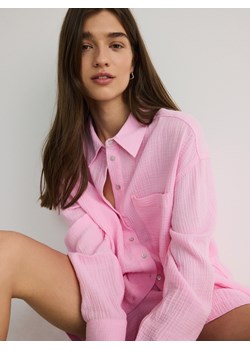 Reserved - Koszula z bawełnianego muślinu - różowy ze sklepu Reserved w kategorii Koszule damskie - zdjęcie 188006985
