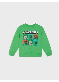 Sinsay - Bluza crewneck z nadrukiem Minecraft - zielony ze sklepu Sinsay w kategorii Bluzy chłopięce - zdjęcie 188007506