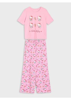 Sinsay - Bawełniana piżama dwuczęściowa z nadrukiem Hello Kitty - różowy ze sklepu Sinsay w kategorii Piżamy damskie - zdjęcie 188007526