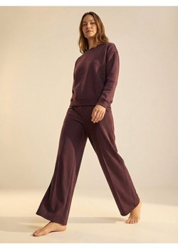 Sinsay - Spodnie wide leg z przeszyciami z domieszką wiskozy - czerwony ze sklepu Sinsay w kategorii Spodnie damskie - zdjęcie 188007589