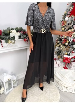 Srebrna Cekinowa Sukienka Maxi ze sklepu ModnaKiecka.pl w kategorii Sukienki - zdjęcie 188008446