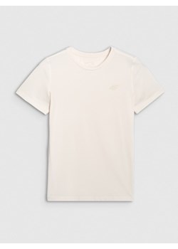 Damska koszulka treningowa 4F 4FWAW25TFTSF1516 - beżowa ze sklepu Sportstylestory.com w kategorii Bluzki damskie - zdjęcie 188008967