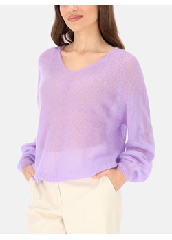 Fioletowy sweter damski moherowy z dekoltem V L’AF Rey ze sklepu Eye For Fashion w kategorii Swetry damskie - zdjęcie 188009896