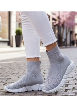 Wsuwane wysokie dziewczęce trampki szare /G13-2 13269 T143/ ze sklepu Pantofelek24.pl w kategorii Buty sportowe dziecięce - zdjęcie 188010147