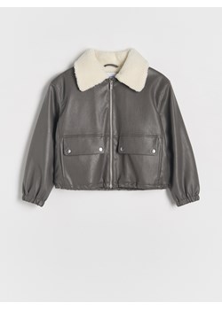 Reserved - Ramoneska z futrzanym kołnierzem - ciemnoszary ze sklepu Reserved w kategorii Kurtki dziewczęce - zdjęcie 188010369