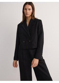 Reserved - Marynarka z lnem i wiskozą - czarny ze sklepu Reserved w kategorii Marynarki damskie - zdjęcie 188011169