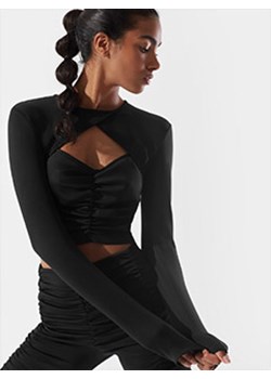 Damski longsleeve crop-top 4F x Anna Lewandowska 4FSSS23TLONF220 - czarny ze sklepu Sportstylestory.com w kategorii Bluzki damskie - zdjęcie 188011379