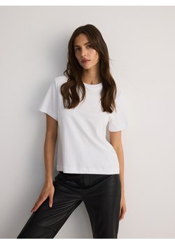 Reserved - T-shirt z bawełny merceryzowanej - biały ze sklepu Reserved w kategorii Bluzki damskie - zdjęcie 188015168
