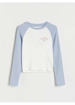 Reserved - Bawełniana bluzka z nadrukiem - jasnoniebieski ze sklepu Reserved w kategorii Bluzki dziewczęce - zdjęcie 188015187