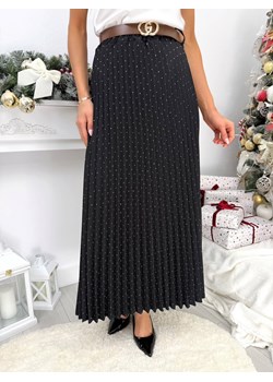 Czarna Plisowana Spódnica z Cyrkoniami ze sklepu ModnaKiecka.pl w kategorii Spódnice - zdjęcie 188016108