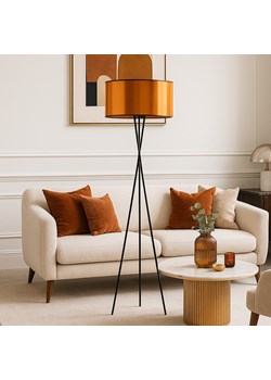 Czarna lampa stojąca na trójnogu PARYŻ MIRROR metalowy trójnóg z abażurem ze sklepu Lysne w kategorii Lampy podłogowe - zdjęcie 188017006