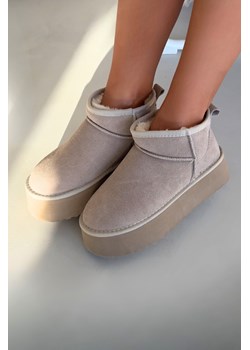 Damskie Śniegowce Z Zamszu Beżowe Mairene ze sklepu ZAZOO w kategorii Śniegowce damskie - zdjęcie 188017115