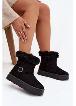 Damskie Śniegowce Z Futerkiem I Klamrą Czarne Jesella ze sklepu ZAZOO w kategorii Śniegowce damskie - zdjęcie 188017148