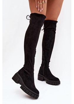 Kozaki Muszkieterki Zamsz Damskie Czarne Cheera ze sklepu ZAZOO w kategorii Kozaki damskie - zdjęcie 188017196