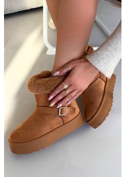 Damskie Śniegowce Z Futerkiem I Klamrą Camel Jesella ze sklepu ZAZOO w kategorii Śniegowce damskie - zdjęcie 188017205