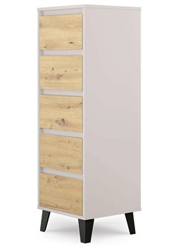 Wąska komoda z 5 szufladami na ubrania kaszmir + dąb artisan S1-M22 ze sklepu Edinos.pl w kategorii Komody - zdjęcie 188018056