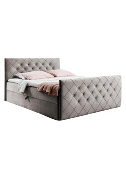 Szaro-beżowe welurowe łóżko kontynentalne 5 rozmiarów W3-Z01 ze sklepu Edinos.pl w kategorii Łóżka i materace - zdjęcie 188018088