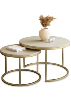 Zestaw 2 kaszmirowych stolików kawowych na złotej podstawie P6-T53 ze sklepu Edinos.pl w kategorii Stoliki kawowe - zdjęcie 188018166