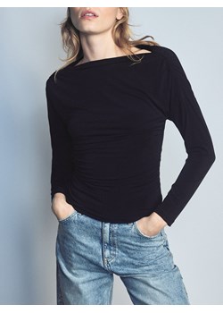 Reserved - Longsleeve z marszczeniami - czarny ze sklepu Reserved w kategorii Bluzki damskie - zdjęcie 188019827