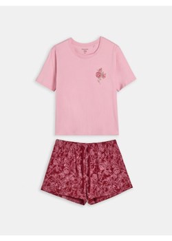 Sinsay - Bawełniana piżama dwuczęściowa - różowy ze sklepu Sinsay w kategorii Piżamy damskie - zdjęcie 188020387