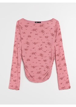 Sinsay - Bluzka ze wzorem z ozdobnymi marszczeniami - różowy ze sklepu Sinsay w kategorii Bluzki damskie - zdjęcie 188020427