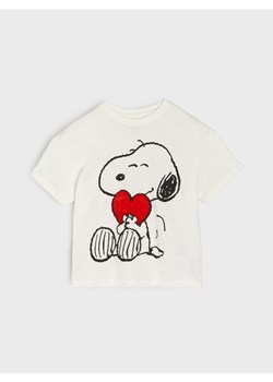 Sinsay - Bawełniana koszulka z nadrukiem Peanuts - kremowy ze sklepu Sinsay w kategorii T-shirty chłopięce - zdjęcie 188020458