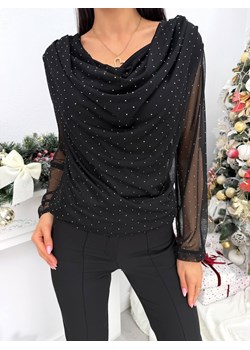 Czarna Bluzka z Cyrkoniami ze sklepu ModnaKiecka.pl w kategorii Bluzki damskie - zdjęcie 188020675