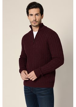 Sweter Bordowy Bawełniany Cutter ze sklepu Lancerto S.A. w kategorii Swetry męskie - zdjęcie 188020778