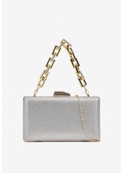 Szara Brokatowa Torebka Kopertówka z Łańcuszkiem Aurellia ze sklepu born2be.pl w kategorii Kopertówki - zdjęcie 188020807