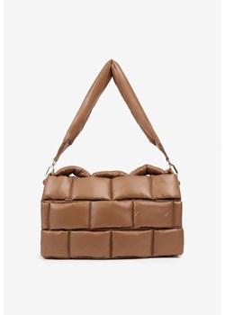 Beżowa Torebka na Ramię Ozdobiona Pikowaniem z Efektem 3D Narriva ze sklepu born2be.pl w kategorii Listonoszki - zdjęcie 188021027