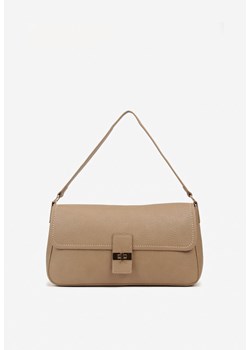 Beżowa Prostokątna Torebka na Ramię z Metaliczną Ozdobą Durrive ze sklepu born2be.pl w kategorii Listonoszki - zdjęcie 188021035