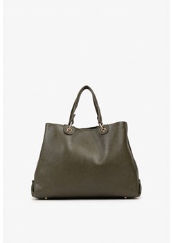 Ciemnozielona Dwukomorowa Torebka Typu Shopper Ozdobiona Metalicznymi Aplikacjami Adorrive ze sklepu born2be.pl w kategorii Torby Shopper bag - zdjęcie 188021075