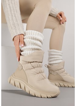 Ciemnobeżowe Pikowane Śniegowce na Grubej Tłoczonej Podeszwie Resita ze sklepu born2be.pl w kategorii Śniegowce damskie - zdjęcie 188021809