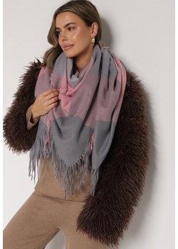 Różowo-Szary Szalik Bellaern ze sklepu born2be.pl w kategorii Szaliki i chusty damskie - zdjęcie 188022105