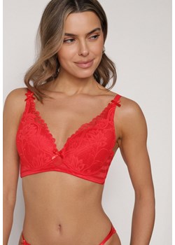 Czerwony Biustonosz Koronkowy z Kokardkami  Themikaia ze sklepu born2be.pl w kategorii Biustonosze - zdjęcie 188022356