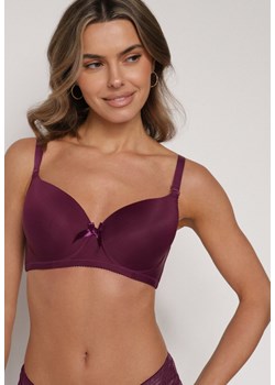 Ciemnofioletowy Gładki Biustonosz Zdobiony Kokardką Ocerien ze sklepu born2be.pl w kategorii Biustonosze - zdjęcie 188022489