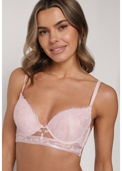 Różowy Klasyczny Biustonosz Zdobiony Koronką i Aplikacją Metheis ze sklepu born2be.pl w kategorii Biustonosze - zdjęcie 188022566