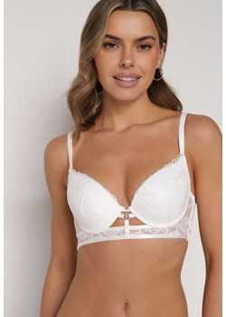 Jasnobeżowy Klasyczny Biustonosz Zdobiony Koronką i Aplikacją Metheis ze sklepu born2be.pl w kategorii Biustonosze - zdjęcie 188022608