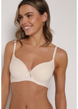 Beżowy Klasyczny Biustonosz o Gładkim Wykończeniu Lamisa ze sklepu born2be.pl w kategorii Biustonosze - zdjęcie 188022629