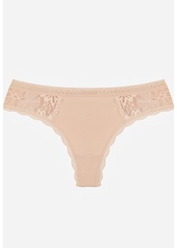 Beżowe Majtki Stringi z Subtelną Koronką z Bawełną Adriedah ze sklepu born2be.pl w kategorii Majtki damskie - zdjęcie 188022767