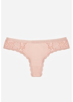 Jasnoróżowe Majtki Stringi z Subtelną Koronką z Bawełną Adriedah ze sklepu born2be.pl w kategorii Majtki damskie - zdjęcie 188022776
