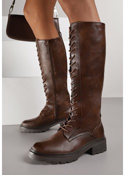 Brązowe Kozaki w Stylu Workerów Cahrarah ze sklepu born2be.pl w kategorii Kozaki damskie - zdjęcie 188022937