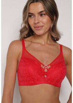 Czerwony Koronkowy Biustonosz Ozdobiony Cyrkoniowym Sercem Galirope ze sklepu born2be.pl w kategorii Biustonosze - zdjęcie 188023056