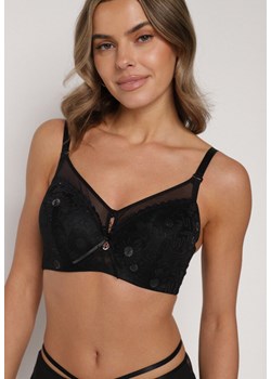 Czarny Biustonosz z Koronką i Transparentną Wstawką Heliphine ze sklepu born2be.pl w kategorii Biustonosze - zdjęcie 188023105