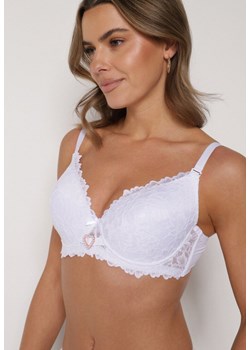 Biały Biustonosz z Koronką i Sercem z Cyrkonii Coratune ze sklepu born2be.pl w kategorii Biustonosze - zdjęcie 188023196