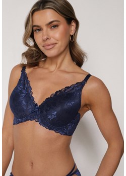 Granatowy Klasyczny Biustonosz Zdobiony Koronką Idarodia ze sklepu born2be.pl w kategorii Biustonosze - zdjęcie 188023238