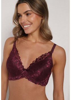 Bordowy Klasyczny Biustonosz Zdobiony Koronką Idarodia ze sklepu born2be.pl w kategorii Biustonosze - zdjęcie 188023245