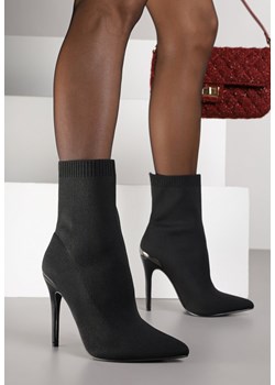 Czarne Skarpetkowe Botki Vices na Szpilce z Noskiem w Szpic Brettalie ze sklepu born2be.pl w kategorii Botki - zdjęcie 188023649